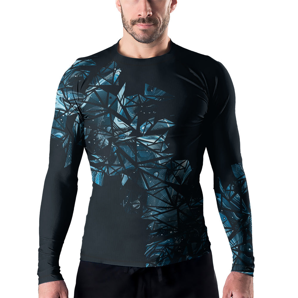 Rashninja Cyber Storm Turquoise Men's Long Sleeve Rash Guard