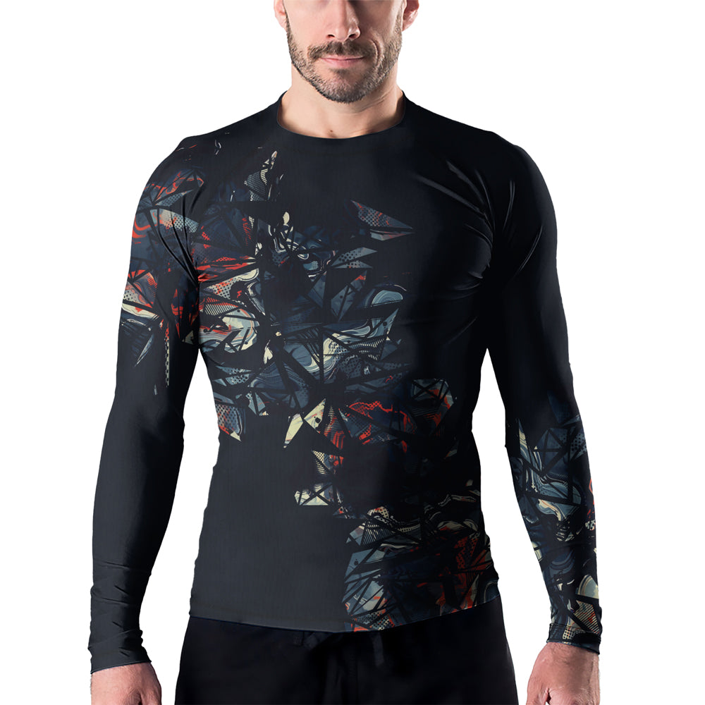 Rashninja Cyber Storm Fire Men's Long Sleeve Rash Guard