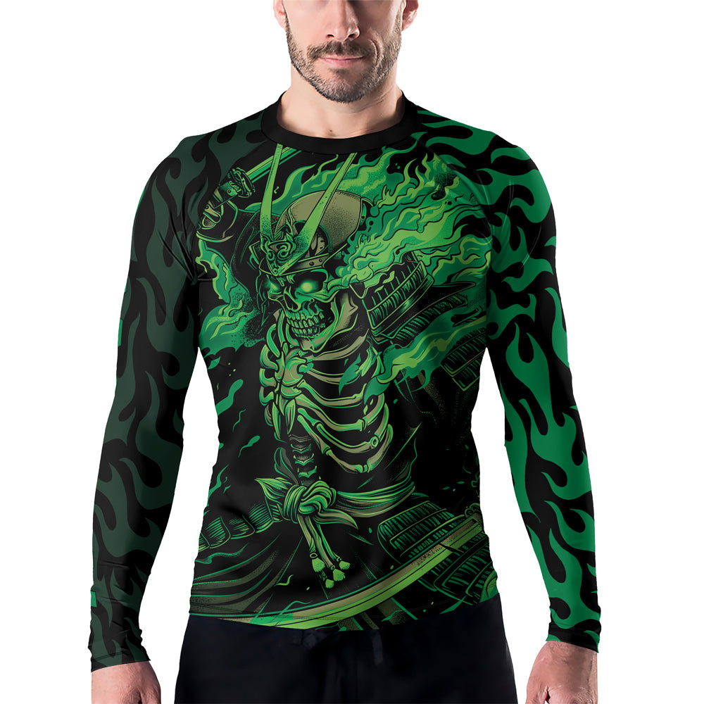 Rashninja Samurai Skull Flame Men's Long Sleeve Rash Guard
