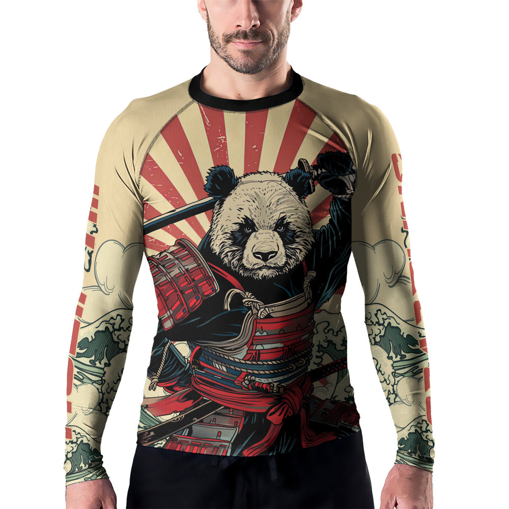 Rashninja Panda Samurai Circle Men's Long Sleeve Rash Guard