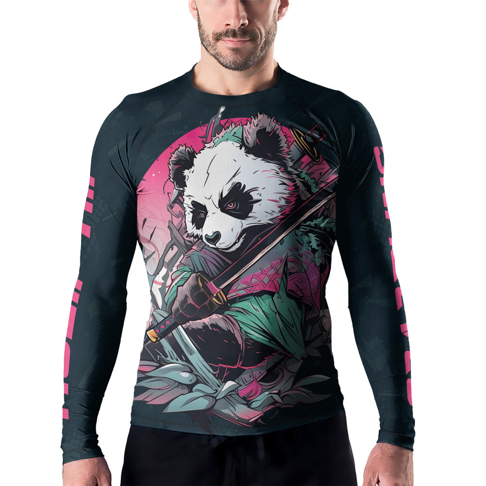 Rashninja Panda Samurai Crest Men's Long Sleeve Rash Guard