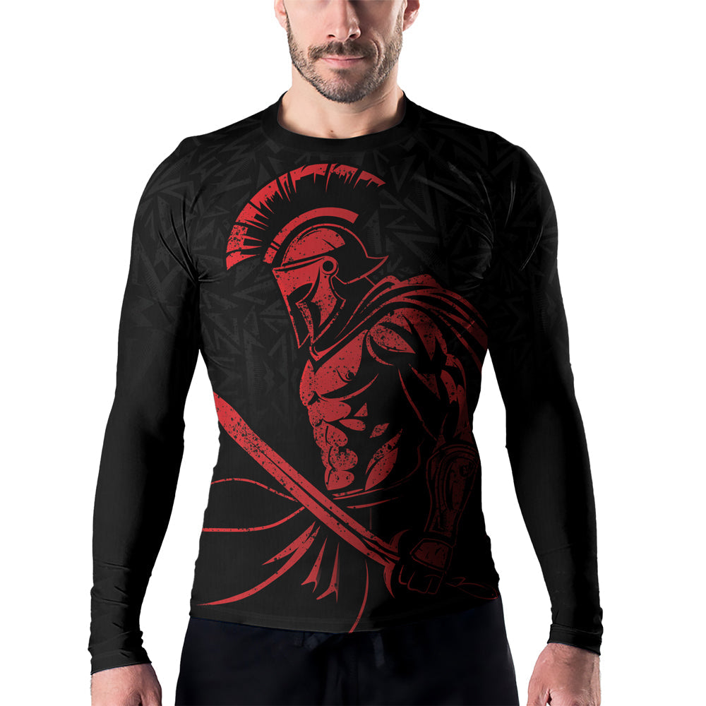 Rashninja Spartan Red Shield Men's Long Sleeve Rash Guard