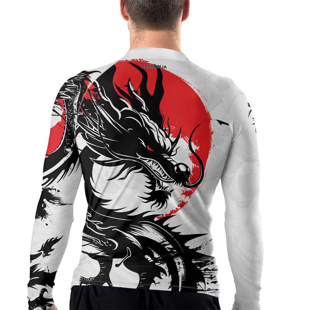 Rashninja Dragon White Sunwave Men's Long Sleeve Rash Guard