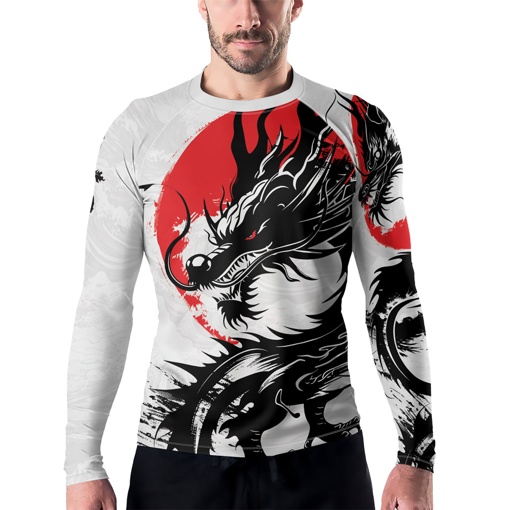 Rashninja Dragon White Sunwave Men's Long Sleeve Rash Guard