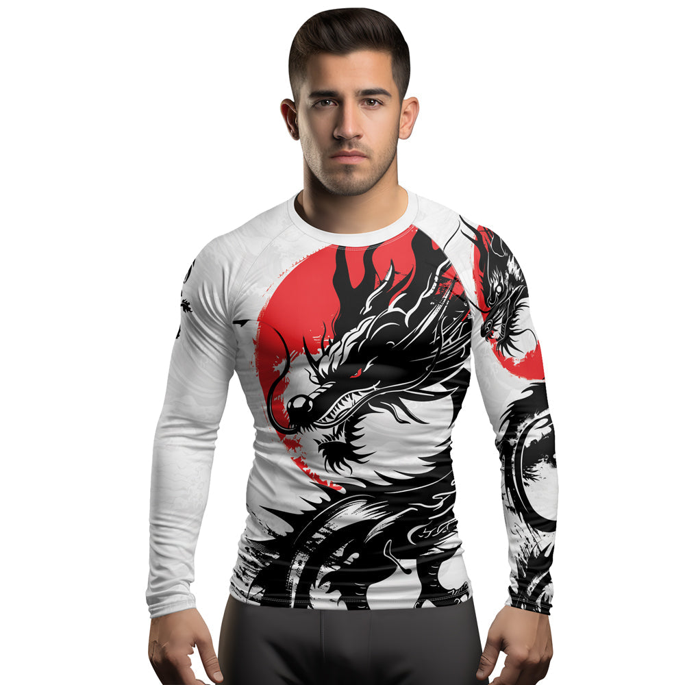 Rashninja Dragon White Sunwave Men's Long Sleeve Rash Guard
