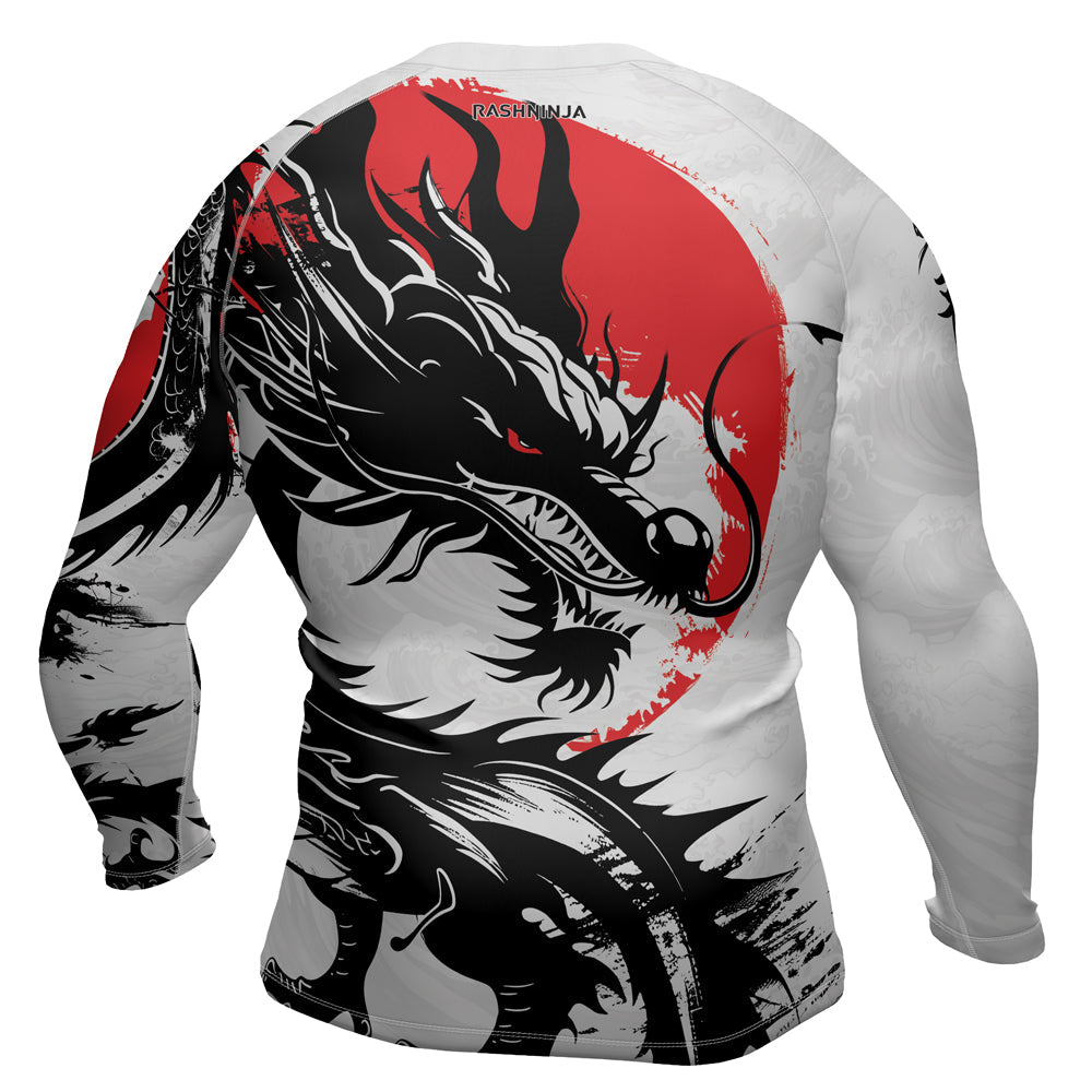 Rashninja Dragon White Sunwave Men's Long Sleeve Rash Guard
