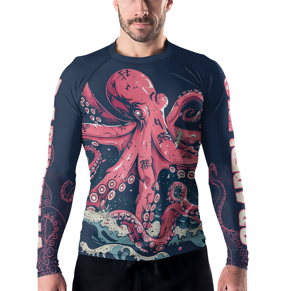 Rashninja Octopus Pink Kraken Men's Long Sleeve Rash Guard