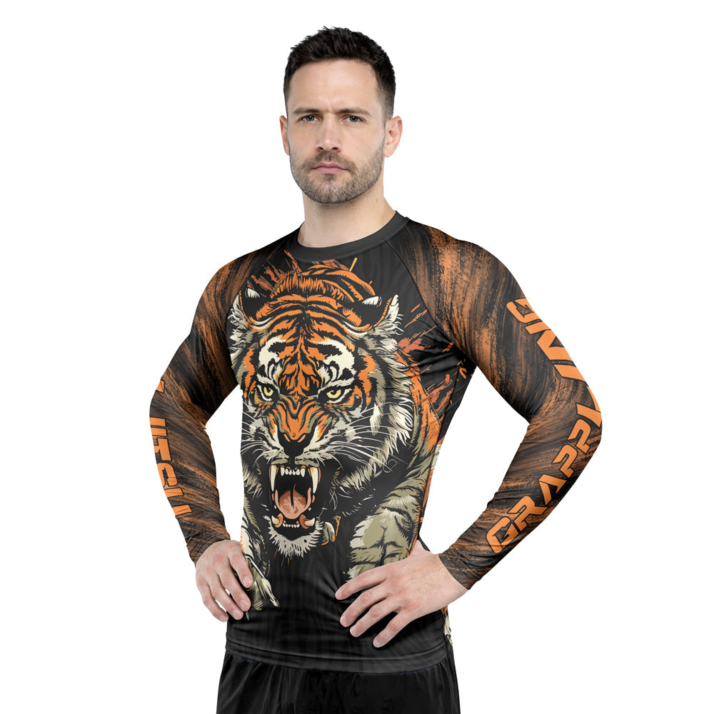 Rashninja Roaring Tiger Jungle Men's Long Sleeve Rash Guard
