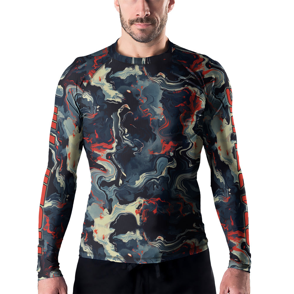 Rashninja Cyber Storm Fire Men's Long Sleeve Rash Guard