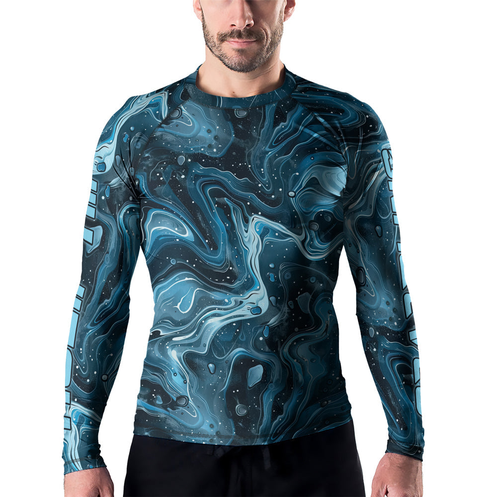 Rashninja Cyber Storm Turquoise Men's Long Sleeve Rash Guard