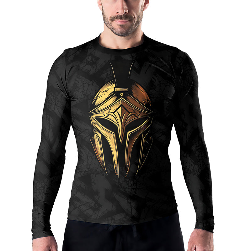 Rashninja Spartan Golden Helm Men's Long Sleeve Rash Guard