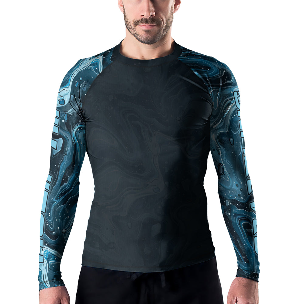 Rashninja Cyber Storm Turquoise Men's Long Sleeve Rash Guard