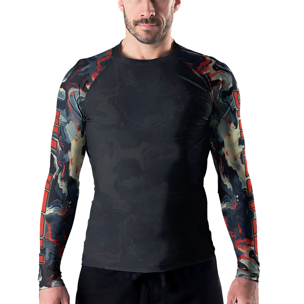 Rashninja Cyber Storm Fire Men's Long Sleeve Rash Guard