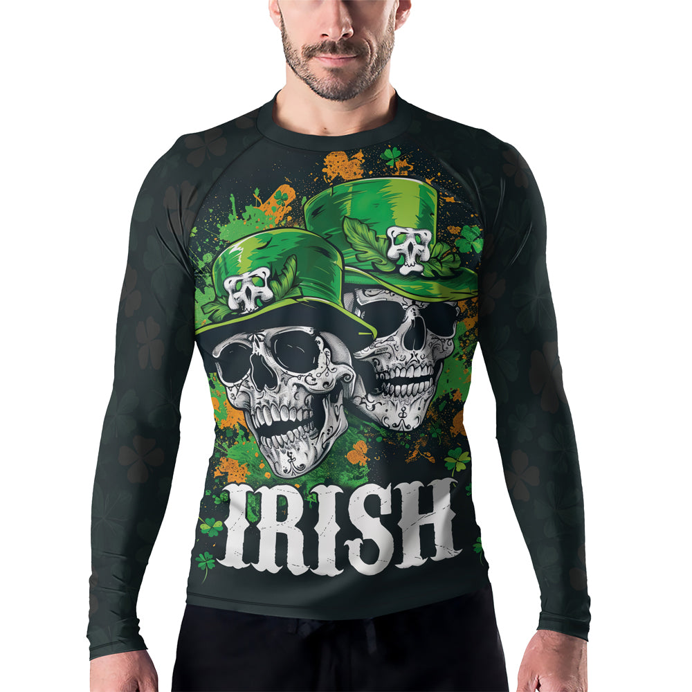Rashninja Irish Leprechaun Skull Men's Long Sleeve Rash Guard