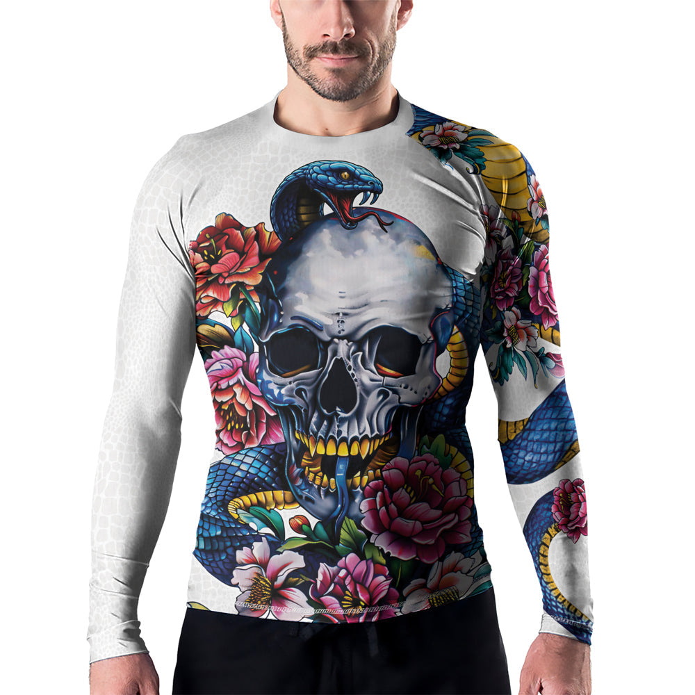 Rashninja Snake Skull Embrace Men's Long Sleeve Rash Guard