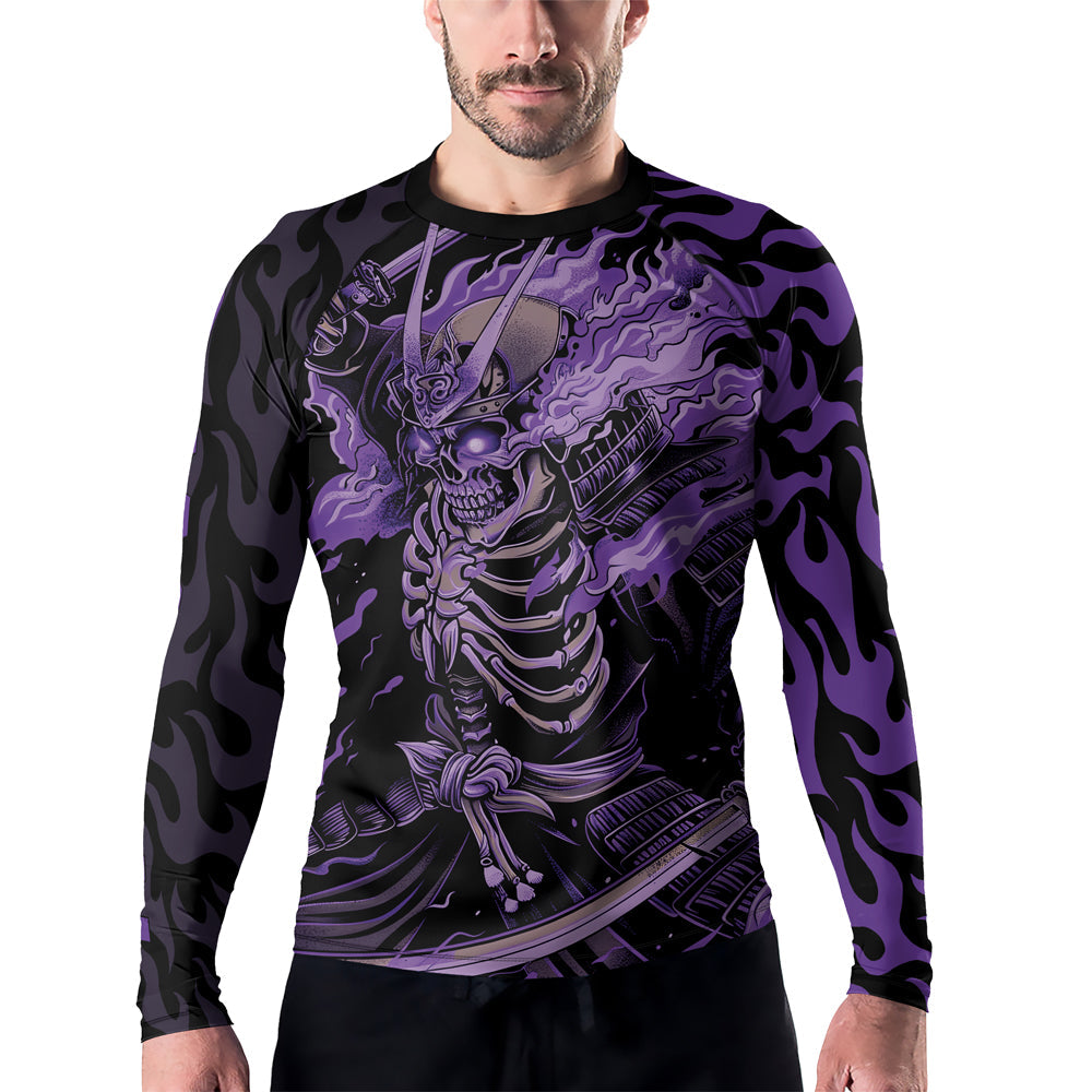Rashninja Samurai Skull Flame Men's Long Sleeve Rash Guard