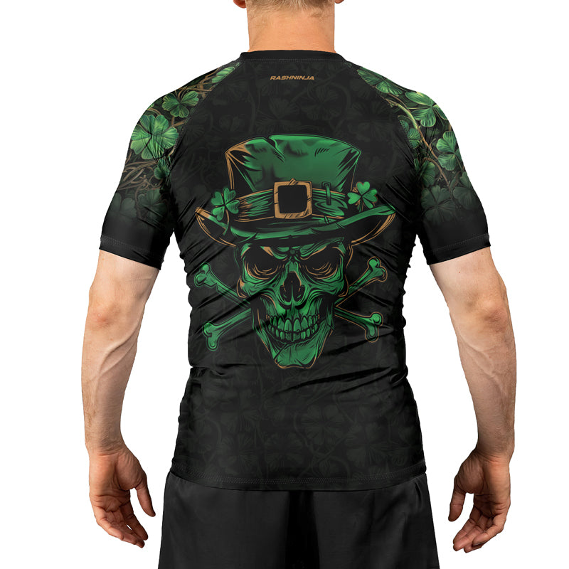 Rashninja Skully O’Shamrock Men's Short Sleeve Rash Guard