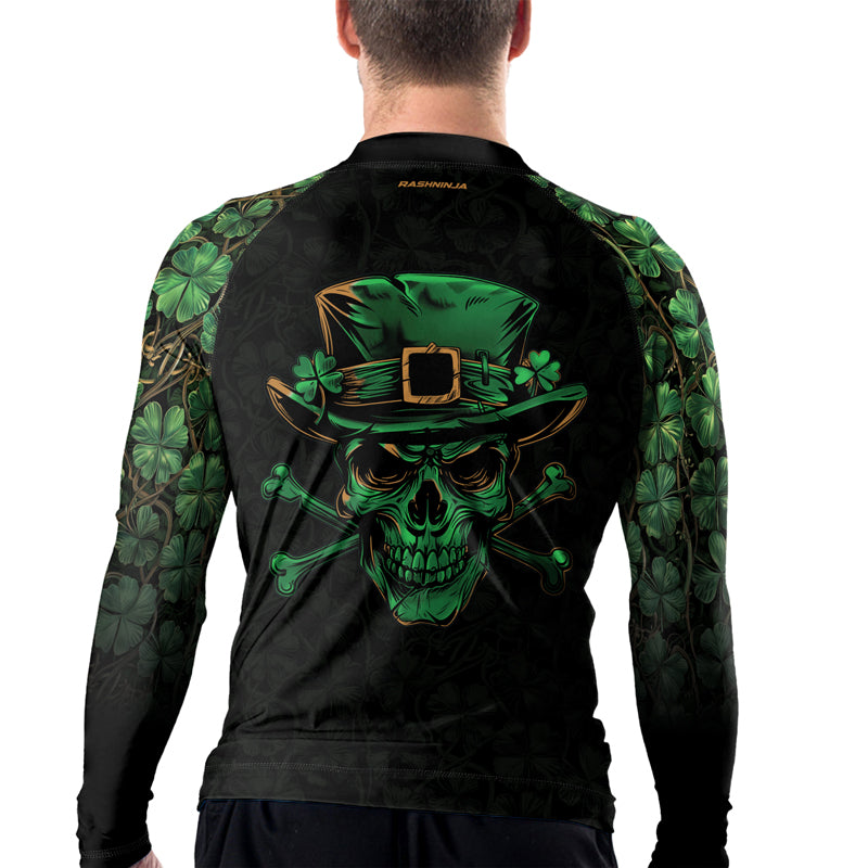 Rashninja Skully O’Shamrock Men's Long Sleeve Rash Guard