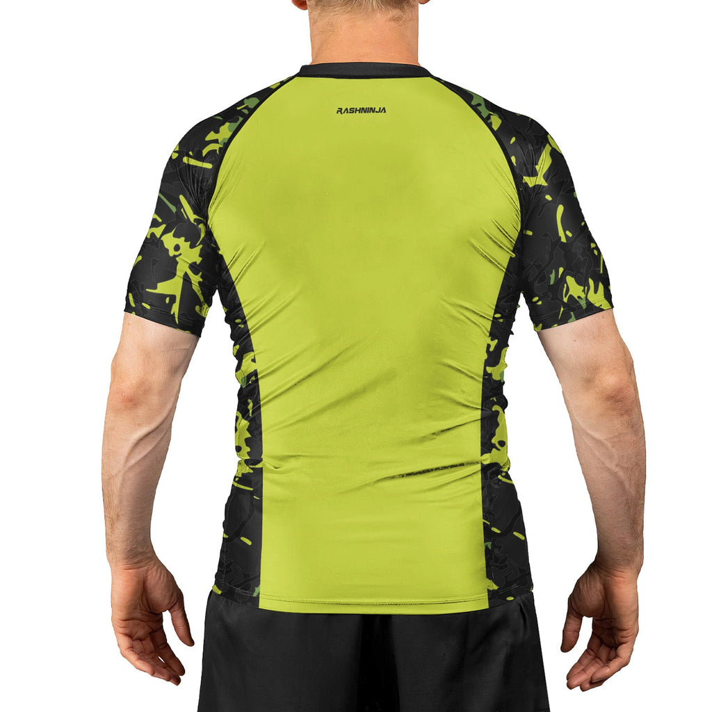 Rashninja Neon Green Camouflage Men's Short Sleeve Rash Guard