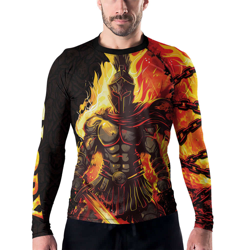 Rashninja Spartan Flame Glory Men's Long Sleeve Rash Guard