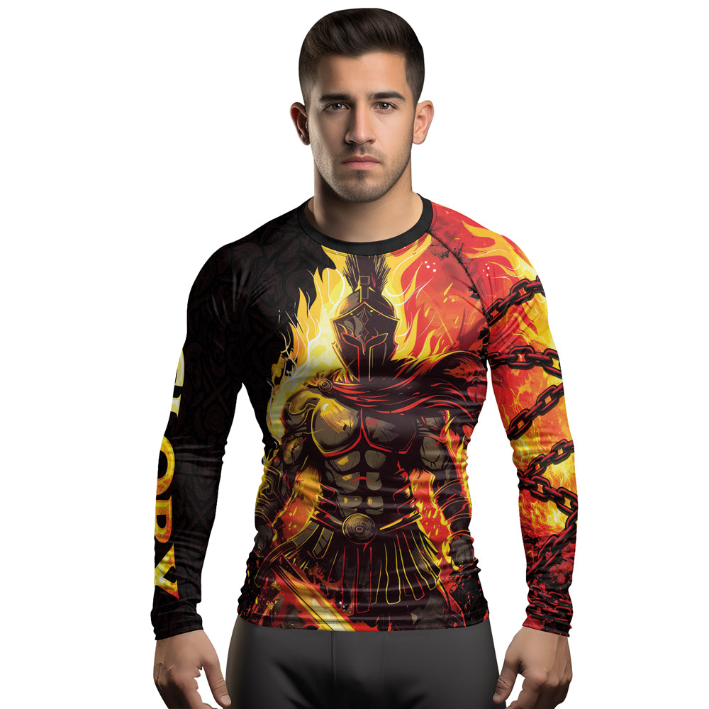 Rashninja Spartan Flame Glory Men's Long Sleeve Rash Guard