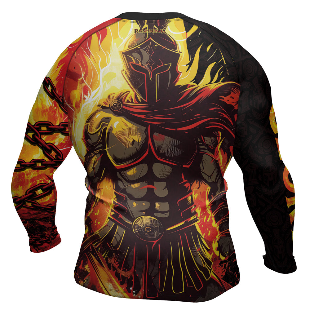 Rashninja Spartan Flame Glory Men's Long Sleeve Rash Guard