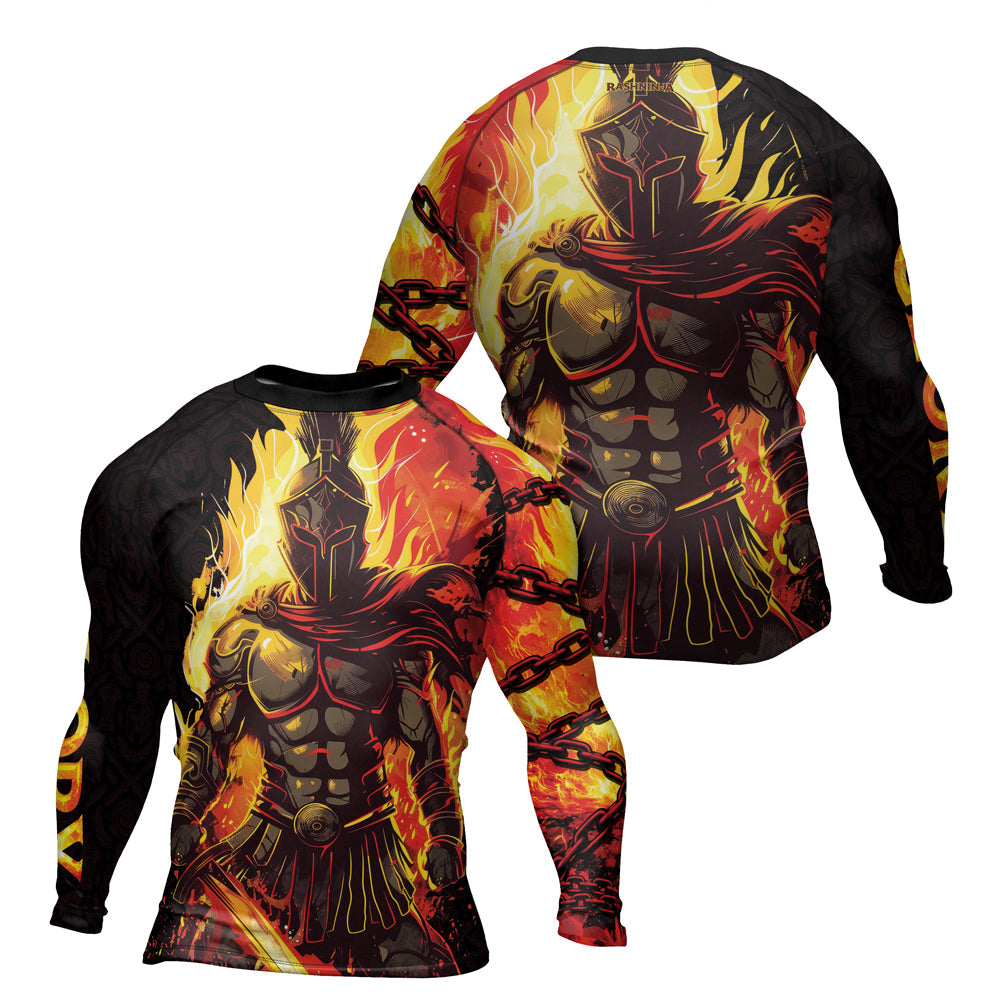 Rashninja Spartan Flame Glory Men's Long Sleeve Rash Guard