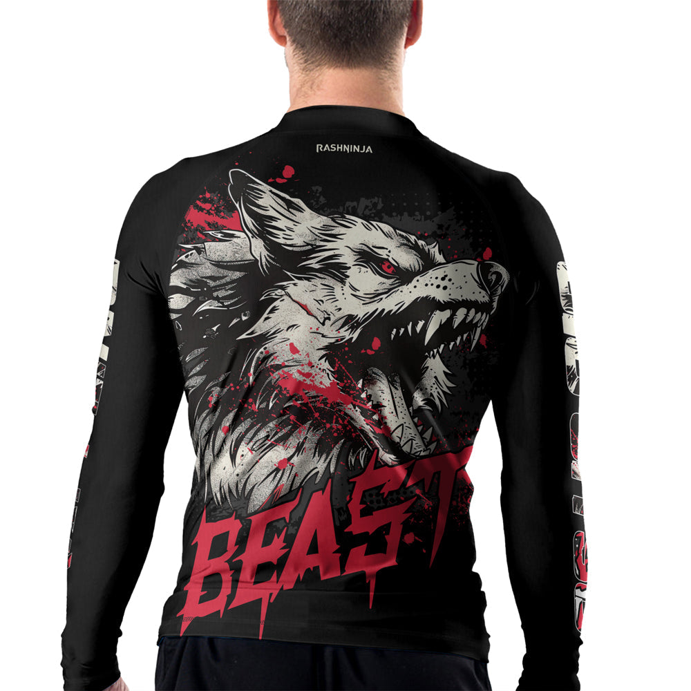 Rashninja Wolf Tribal Spirit Men's Long Sleeve Rash Guard