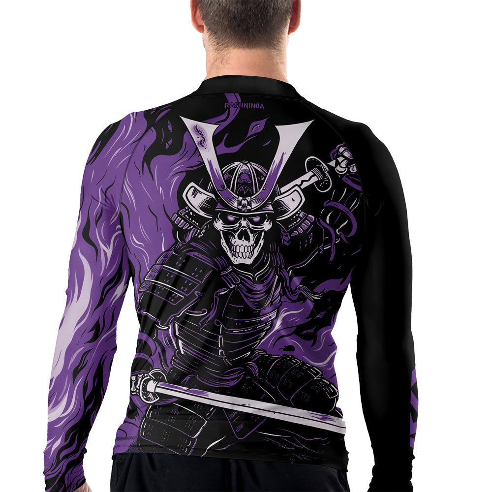 Rashninja Samurai Skull Flames Men's Long Sleeve Rash Guard