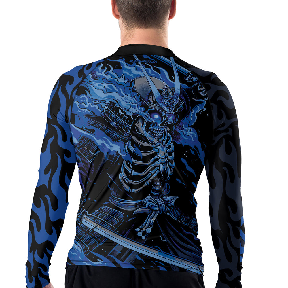 Rashninja Samurai Skull Flame Men's Long Sleeve Rash Guard