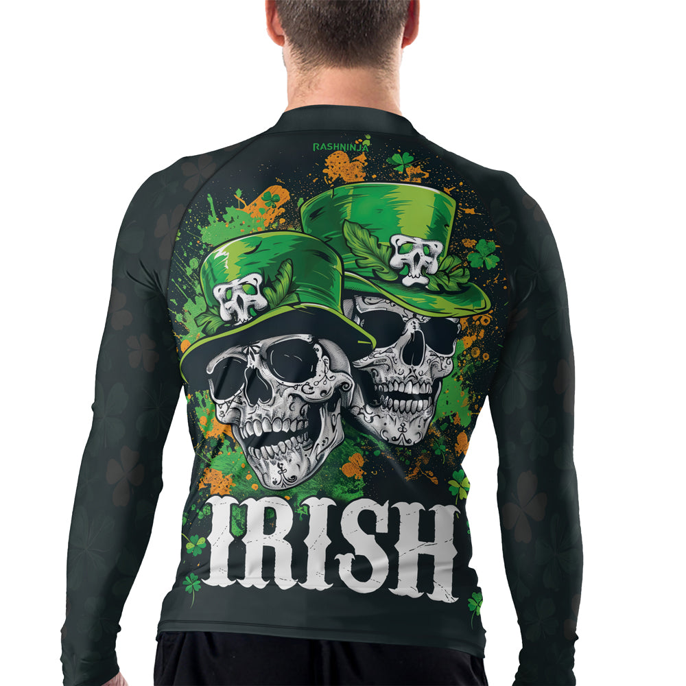 Rashninja Irish Leprechaun Skull Men's Long Sleeve Rash Guard