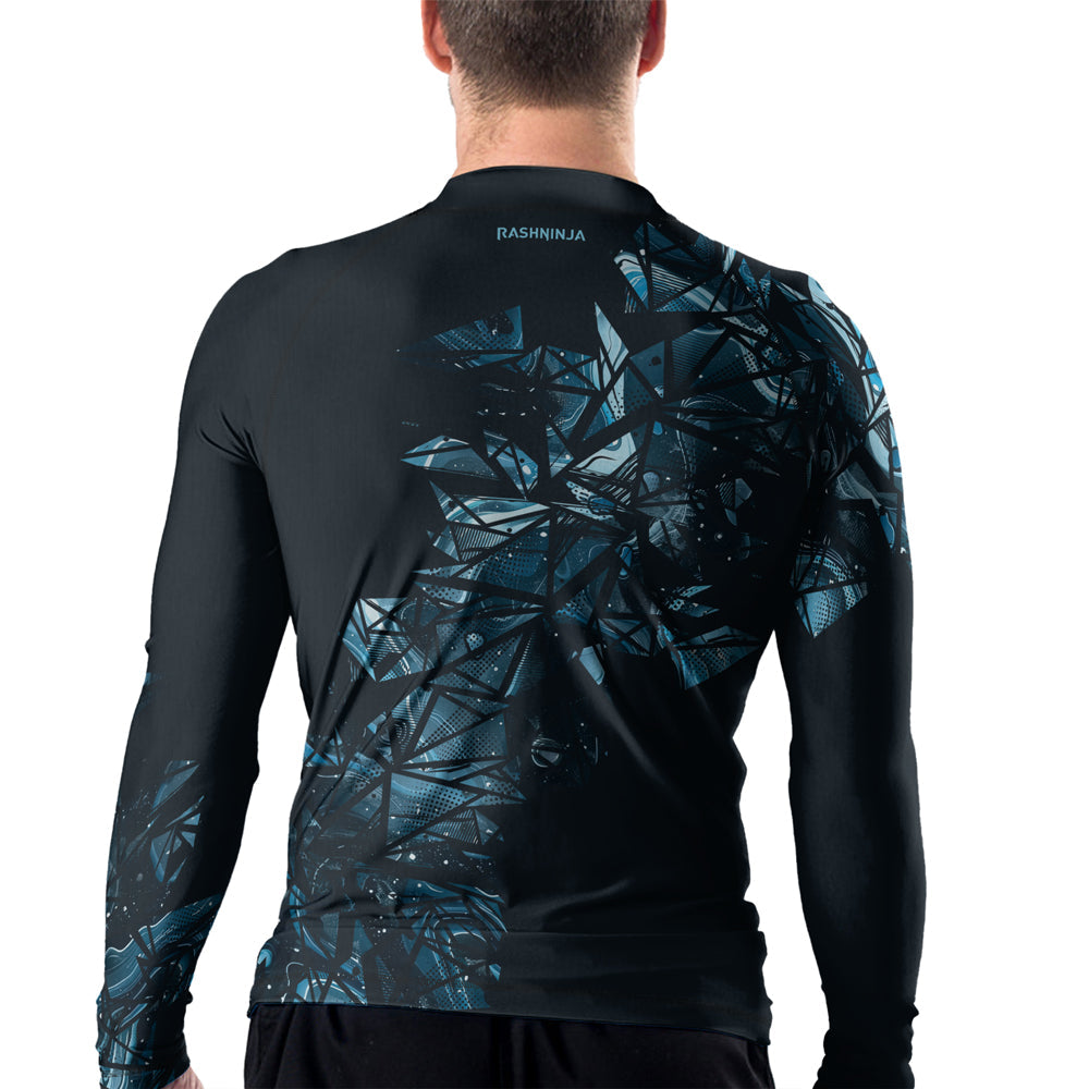 Rashninja Cyber Storm Turquoise Men's Long Sleeve Rash Guard