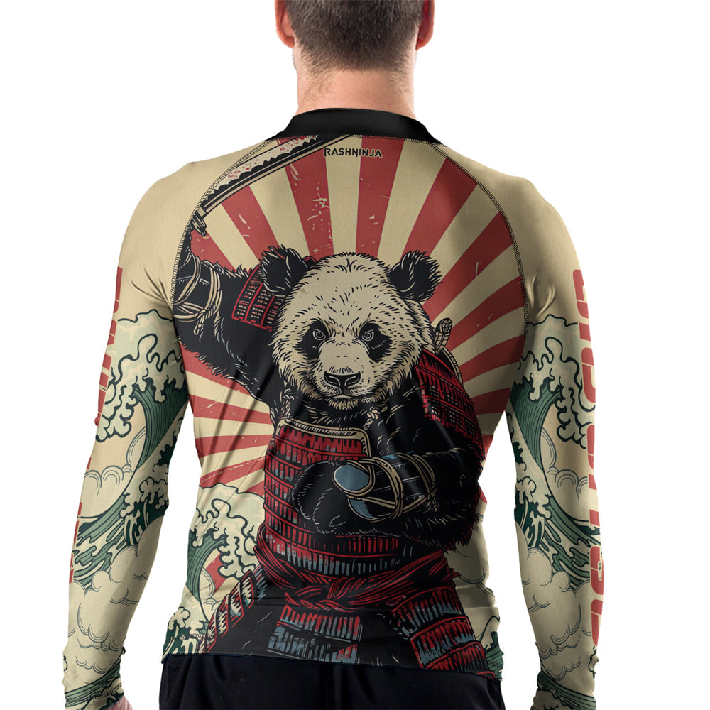Rashninja Panda Samurai Circle Men's Long Sleeve Rash Guard