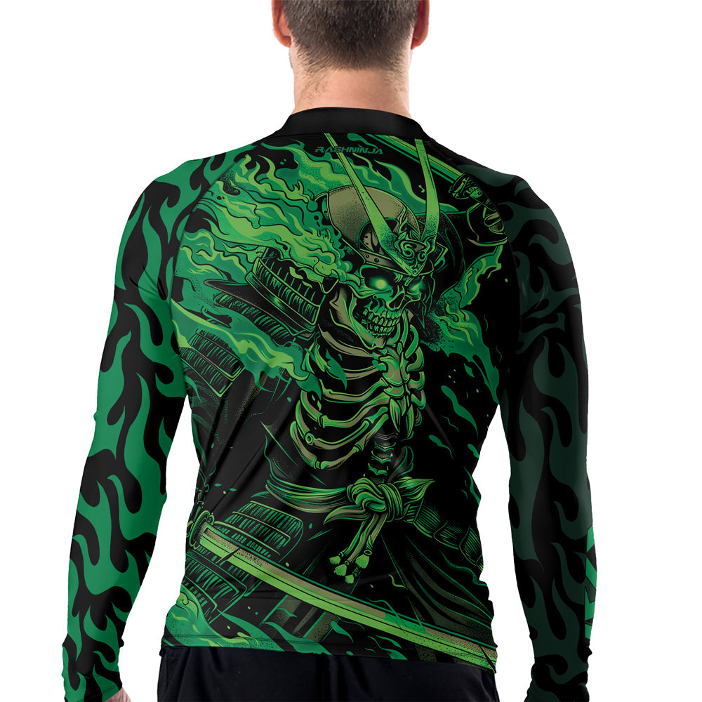 Rashninja Samurai Skull Flame Men's Long Sleeve Rash Guard