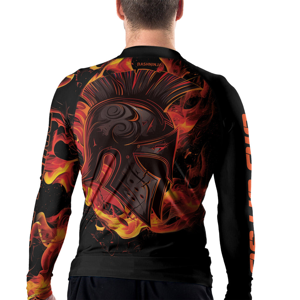 Rashninja Spartan Flame Helm Men's Long Sleeve Rash Guard