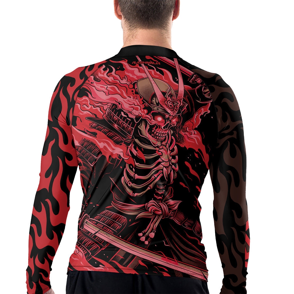 Rashninja Samurai Skull Flame Men's Long Sleeve Rash Guard