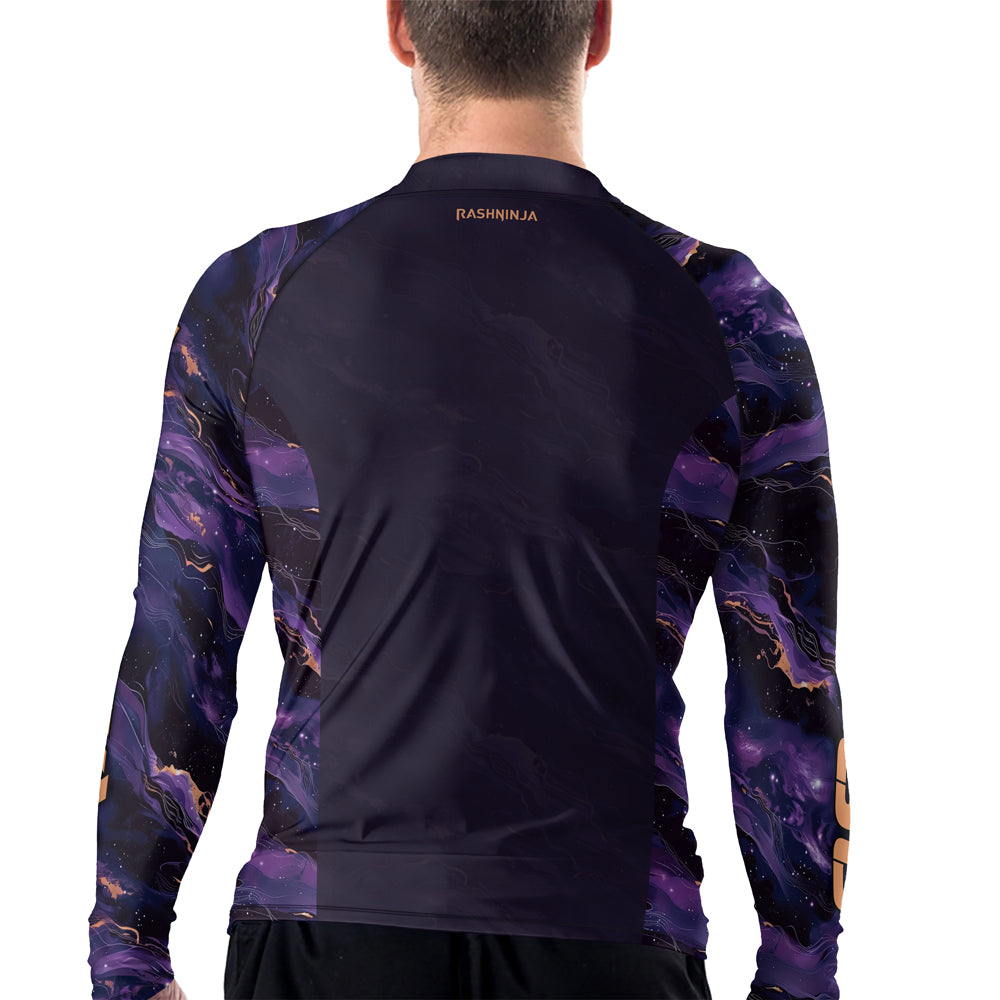 Rashninja Cyber Storm Marble Purple Men's Long Sleeve Rash Guard
