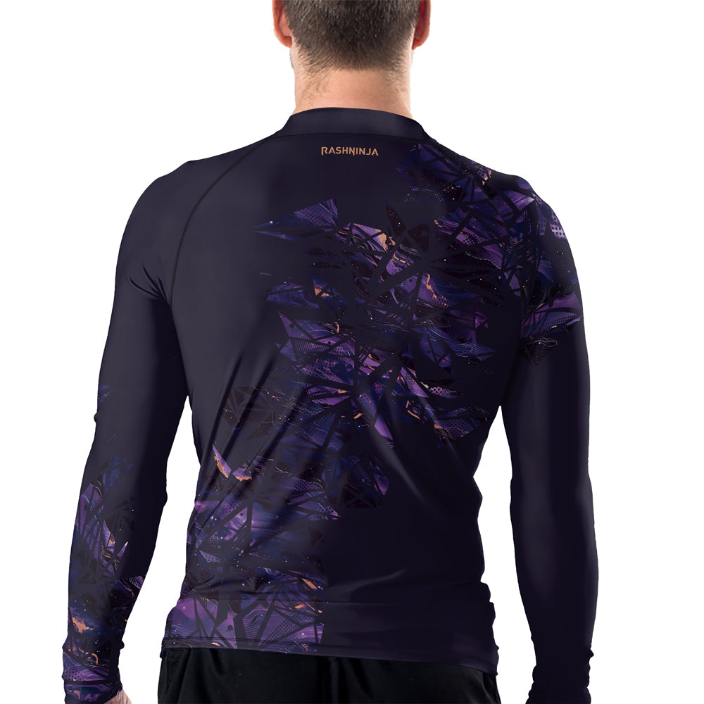 Rashninja Cyber Storm Marble Purple Men's Long Sleeve Rash Guard