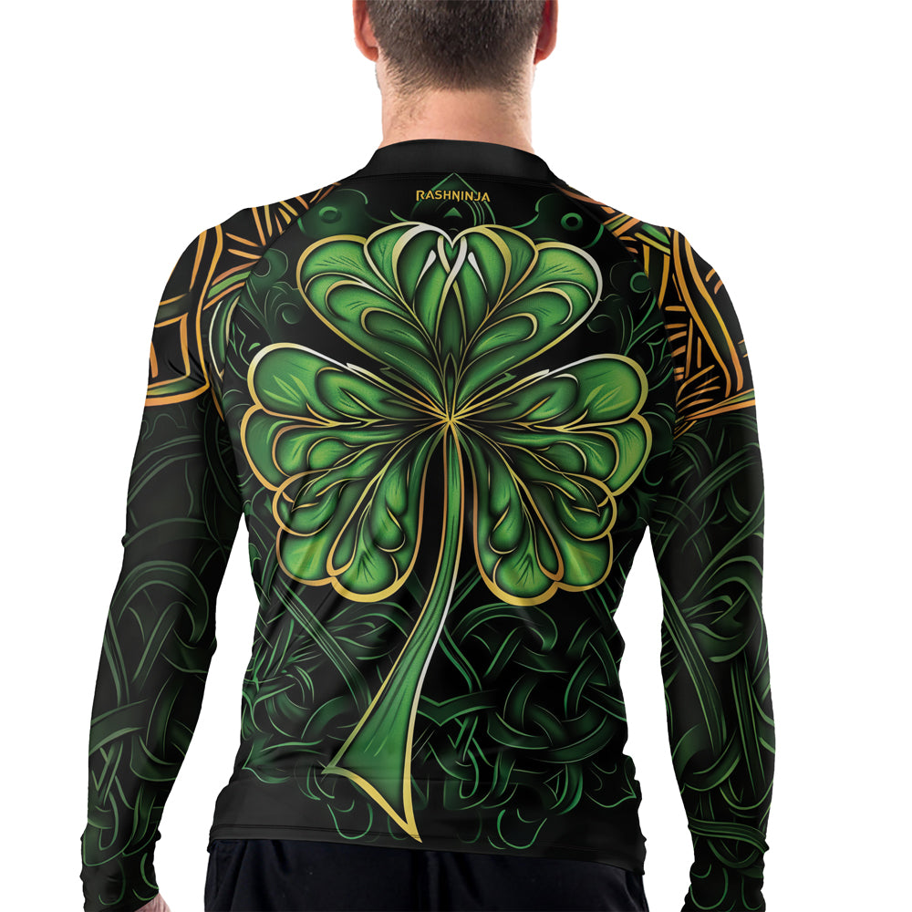 Rashninja Irish Celtic Clover Men's Long Sleeve Rash Guard – St. Patrick's Day Edition