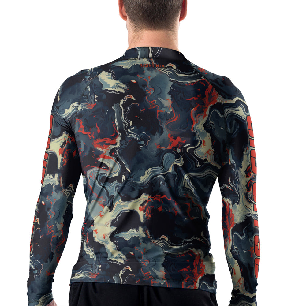 Rashninja Cyber Storm Fire Men's Long Sleeve Rash Guard