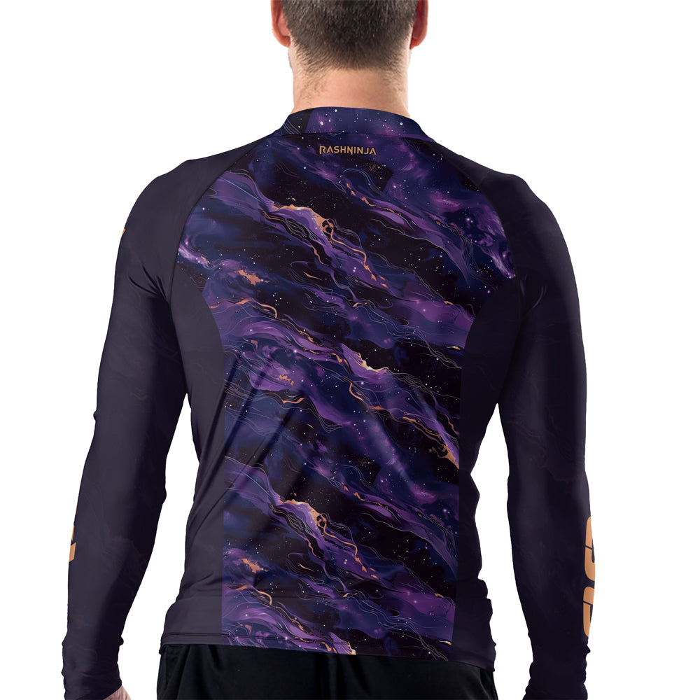 Rashninja Cyber Storm Marble Purple Men's Long Sleeve Rash Guard