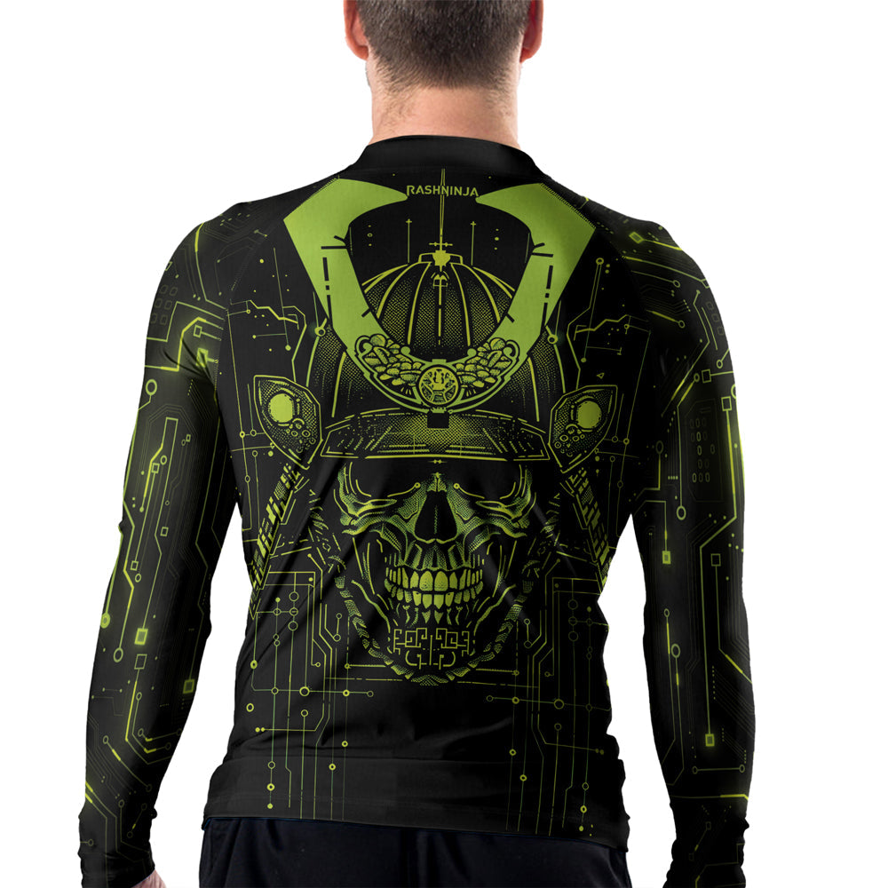 Rashninja Cyber Samurai Circuit Green Men's Long Sleeve Rash Guard