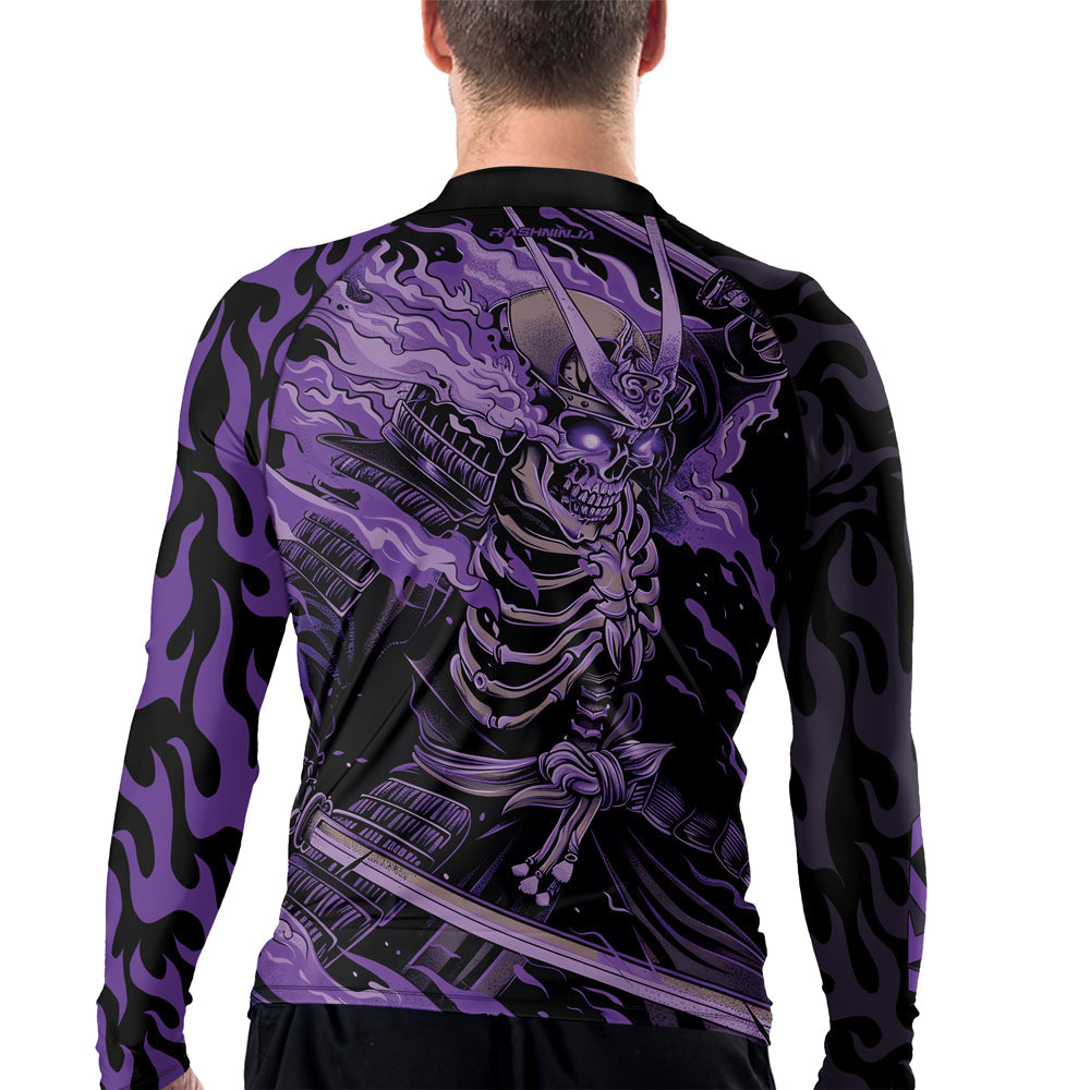 Rashninja Samurai Skull Flame Men's Long Sleeve Rash Guard