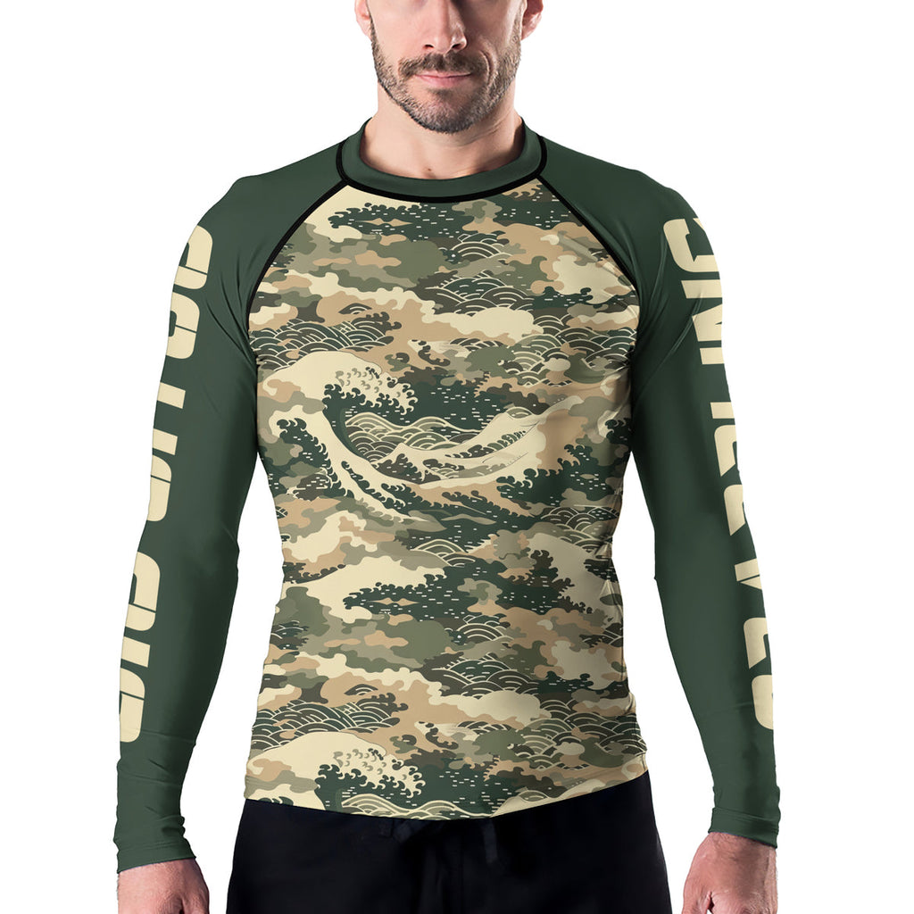 Rashninja Ocean Waves Camouflage Men's Long Sleeve Rash Guard