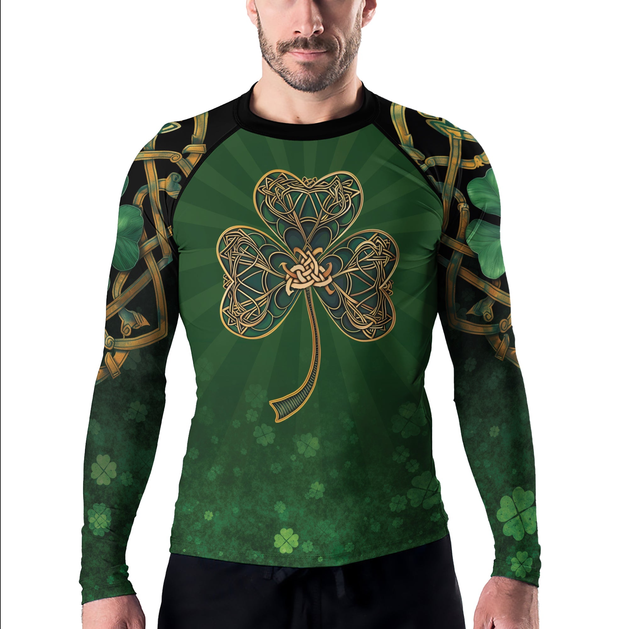 Rashninja Lucky Celtic Clover Men's Long Sleeve Rash Guard