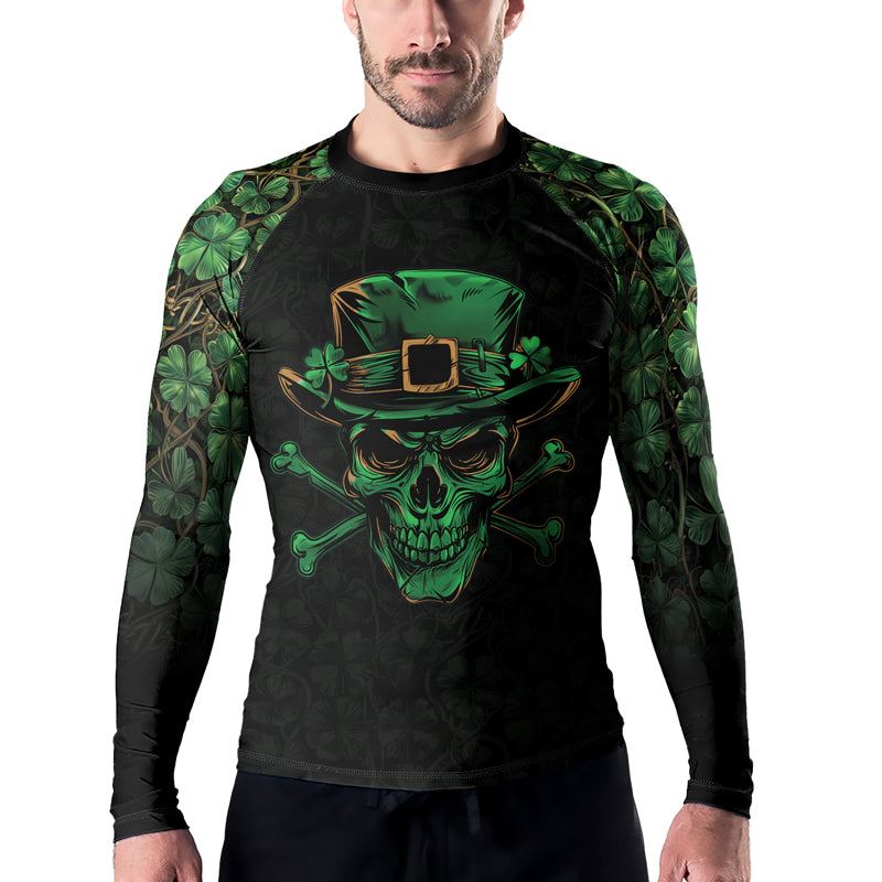 Rashninja Skully O’Shamrock Men's Long Sleeve Rash Guard