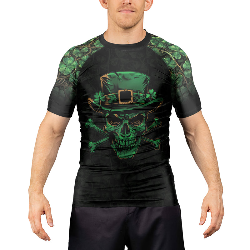Rashninja Skully O’Shamrock Men's Short Sleeve Rash Guard