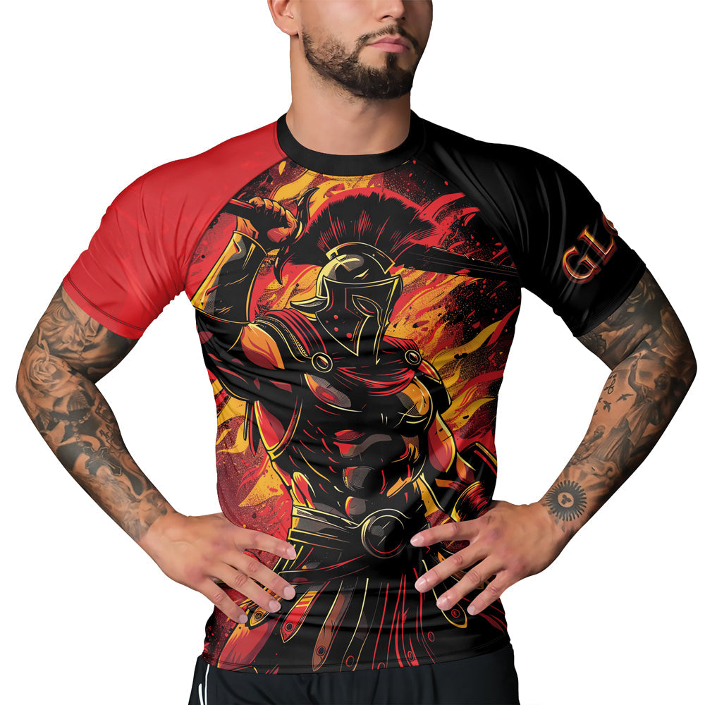 Rashninja Spartan Glory Flame Men's Short Sleeve Rash Guard