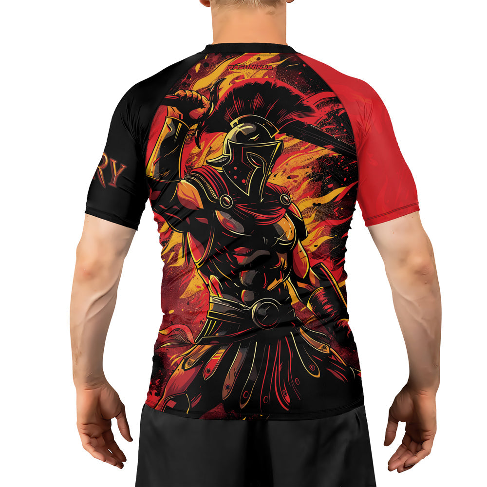 Rashninja Spartan Glory Flame Men's Short Sleeve Rash Guard