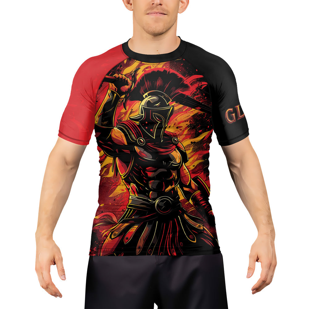 Rashninja Spartan Glory Flame Men's Short Sleeve Rash Guard